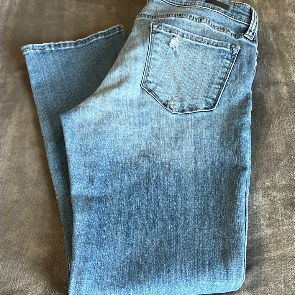 Kut from the Kloth Blue Straight Leg Jeans with Distressed‎ Details